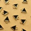 20 pc. Enameled Triangle Charms, Black and Gold, 15mm by 17mm | MIS-149**