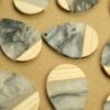 2 pc. Swirled Grey Resin and Wood Teardrop Pendants, 36.5mm by 24.5mm | MIS-216*