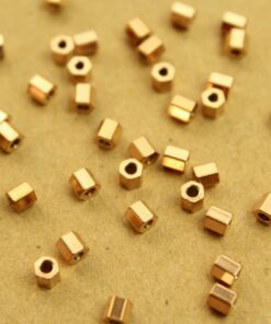 10 pc. Gold Plated Stainless Steel Hexagon Barrel Beads, 4.5mm by 4.5mm | FI-190*