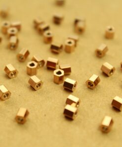 10 pc. Gold Plated Stainless Steel Hexagon Barrel Beads, 4.5mm by 4.5mm | FI-190*