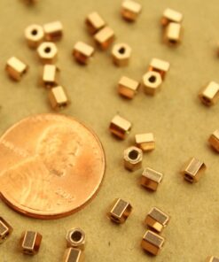 10 pc. Gold Plated Stainless Steel Hexagon Barrel Beads, 4.5mm by 4.5mm | FI-190*