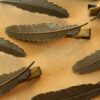 4 pc. Antique Bronze Plated Curved Feather Alligator Clips, 54mm by 12mm | FI-213*