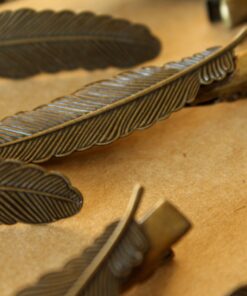 4 pc. Antique Bronze Plated Curved Feather Alligator Clips, 54mm by 12mm | FI-213*