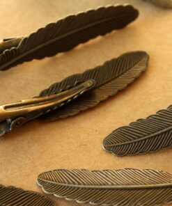 4 pc. Antique Bronze Plated Curved Feather Alligator Clips, 54mm by 12mm | FI-213*