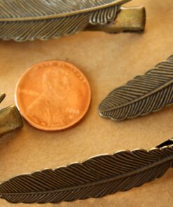 4 pc. Antique Bronze Plated Curved Feather Alligator Clips, 54mm by 12mm | FI-213*