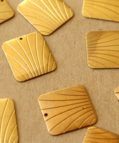 6 pc. Raw Brass Lined Domed Rhombus Charms: 19.5mm by 18mm - made in USA | RB-1382