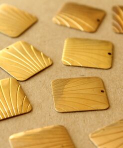 6 pc. Raw Brass Lined Domed Rhombus Charms: 19.5mm by 18mm - made in USA | RB-1382