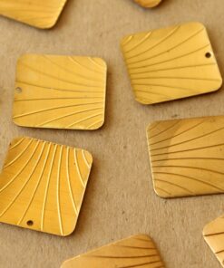 6 pc. Raw Brass Lined Domed Rhombus Charms: 19.5mm by 18mm - made in USA | RB-1382