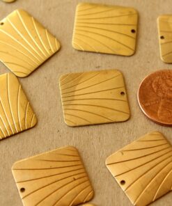 6 pc. Raw Brass Lined Domed Rhombus Charms: 19.5mm by 18mm - made in USA | RB-1382