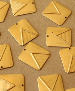 6 pc. Raw Brass Rounded Rectangle Art Deco Charms : 19.5mm by 17.5mm - made in USA | RB-1387