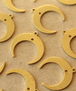 16 pc. Raw Brass Moons with Center Hole: 18.5mm by 18mm | MIS-423