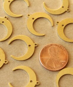 16 pc. Raw Brass Moons with Center Hole: 18.5mm by 18mm | MIS-423