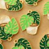 6 pc. Enameled Potted Monstera Charms: 29.5mm by 23mm | MIS-412