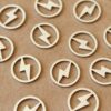 5 pc. Tiny Stainless Steel Lightning Bolt Circle Charms: 12mm diameter | MIS-418