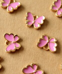 10 pc. Lilac Purple and Gold Enameled Butterfly Charms, 12.5mm x 10.5mm | MIS-437