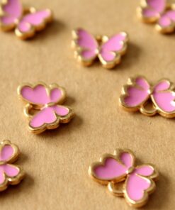 10 pc. Lilac Purple and Gold Enameled Butterfly Charms, 12.5mm x 10.5mm | MIS-437