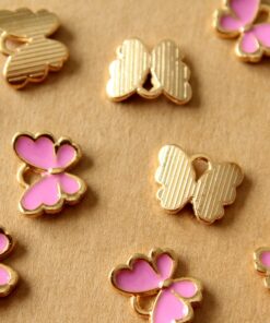 10 pc. Lilac Purple and Gold Enameled Butterfly Charms, 12.5mm x 10.5mm | MIS-437