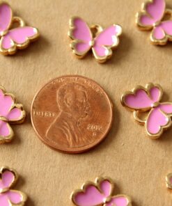 10 pc. Lilac Purple and Gold Enameled Butterfly Charms, 12.5mm x 10.5mm | MIS-437