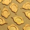 8 pc. Raw Brass Scalloped Oval Cabochon Setting Charms: 23mm by 15mm - made in USA | RB-1309*