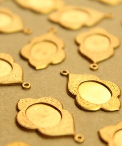 8 pc. Raw Brass Scalloped Oval Cabochon Setting Charms: 23mm by 15mm - made in USA | RB-1309*