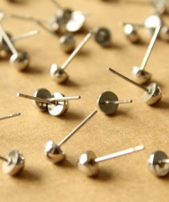 12 pc. Stainless Steel Half Round Earring Posts, 5mm Ball | FI-408*