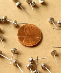 12 pc. Stainless Steel Half Round Earring Posts, 5mm Ball | FI-408*