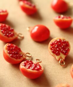 5 pc. Pomegranate Charms, 15.5mm by 11.5mm, Fruit Pendant Fruity Summer Spring Juicy Ripening | MIS-471