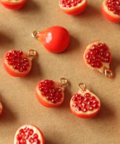 5 pc. Pomegranate Charms, 15.5mm by 11.5mm, Fruit Pendant Fruity Summer Spring Juicy Ripening | MIS-471