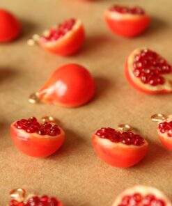 5 pc. Pomegranate Charms, 15.5mm by 11.5mm, Fruit Pendant Fruity Summer Spring Juicy Ripening | MIS-471