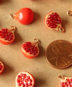 5 pc. Pomegranate Charms, 15.5mm by 11.5mm, Fruit Pendant Fruity Summer Spring Juicy Ripening | MIS-471