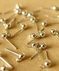 30 pc. Silver Plated Ball End Earring Posts, 4mm Ball, Stainless Steel | FI-652