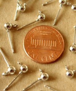 30 pc. Silver Plated Ball End Earring Posts, 4mm Ball, Stainless Steel | FI-652