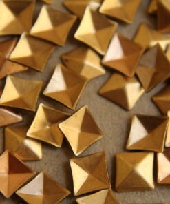 8 pc. Tiny Raw Brass Faceted Diamond Stampings : 8.5mm by 7.5mm - made in USA | RB-186
