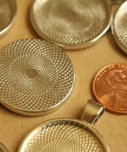 4 pc. Round Silver Pendant Bezel Setting, 25mm diameter | FI-060