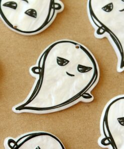 2 pc. Mischievious Ghost Charms, 39mm x 28mm, White Ghost, Spooky Ghost, Halloween Costume, Sheet Phantom Spirit | MIS-496