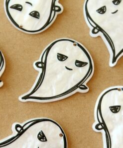 2 pc. Mischievious Ghost Charms, 39mm x 28mm, White Ghost, Spooky Ghost, Halloween Costume, Sheet Phantom Spirit | MIS-496