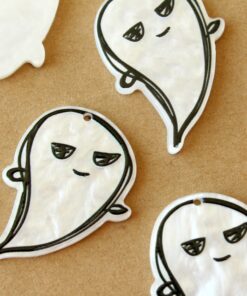 2 pc. Mischievious Ghost Charms, 39mm x 28mm, White Ghost, Spooky Ghost, Halloween Costume, Sheet Phantom Spirit | MIS-496