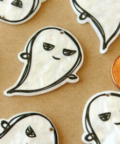 2 pc. Mischievious Ghost Charms, 39mm x 28mm, White Ghost, Spooky Ghost, Halloween Costume, Sheet Phantom Spirit | MIS-496