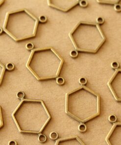 30 pc. Antique Bronze Hexagon Connectors: 19mm by 13mm | MIS-499
