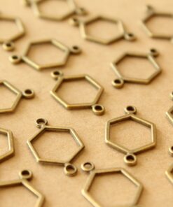 30 pc. Antique Bronze Hexagon Connectors: 19mm by 13mm | MIS-499