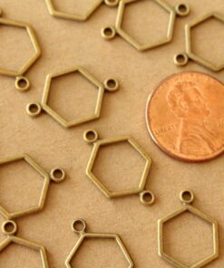 30 pc. Antique Bronze Hexagon Connectors: 19mm by 13mm | MIS-499