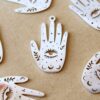 3 pc. Stainless Steel Palm with Eye Charms: 30mm by 18mm | MIS-512 Boho Metaphyscial Wicca Evil Eye Hamsa Spooky Fortune Teller Palm Reader