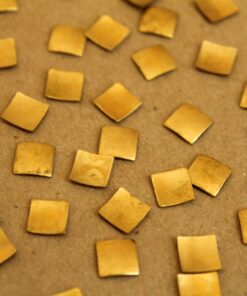 8 pc. Small Raw Brass Domed Squares: 7mm by 7mm - made in USA | RB-223