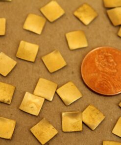8 pc. Small Raw Brass Domed Squares: 7mm by 7mm - made in USA | RB-223