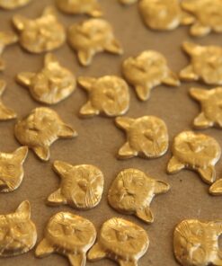 12 pc. Small Raw Brass Cat Heads: 8mm by 8.5mm - made in USA * Also available in 60 piece * | RB-237