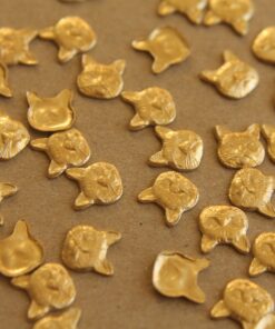 12 pc. Small Raw Brass Cat Heads: 8mm by 8.5mm - made in USA * Also available in 60 piece * | RB-237