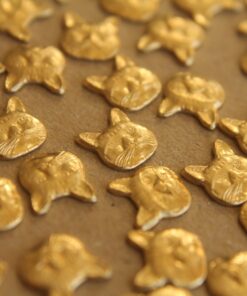 12 pc. Small Raw Brass Cat Heads: 8mm by 8.5mm - made in USA * Also available in 60 piece * | RB-237