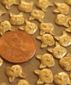 12 pc. Small Raw Brass Cat Heads: 8mm by 8.5mm - made in USA * Also available in 60 piece * | RB-237