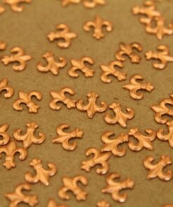 12 pc. Copper Fleur de Lis Stampings: 7.5mm by 7mm - made in USA | RB-281