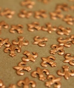 12 pc. Copper Fleur de Lis Stampings: 7.5mm by 7mm - made in USA | RB-281